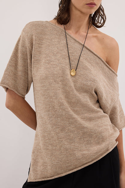 RICK NATURAL ASYM KNIT TOP