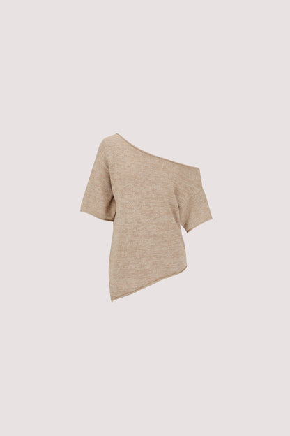 RICK NATURAL ASYM KNIT TOP