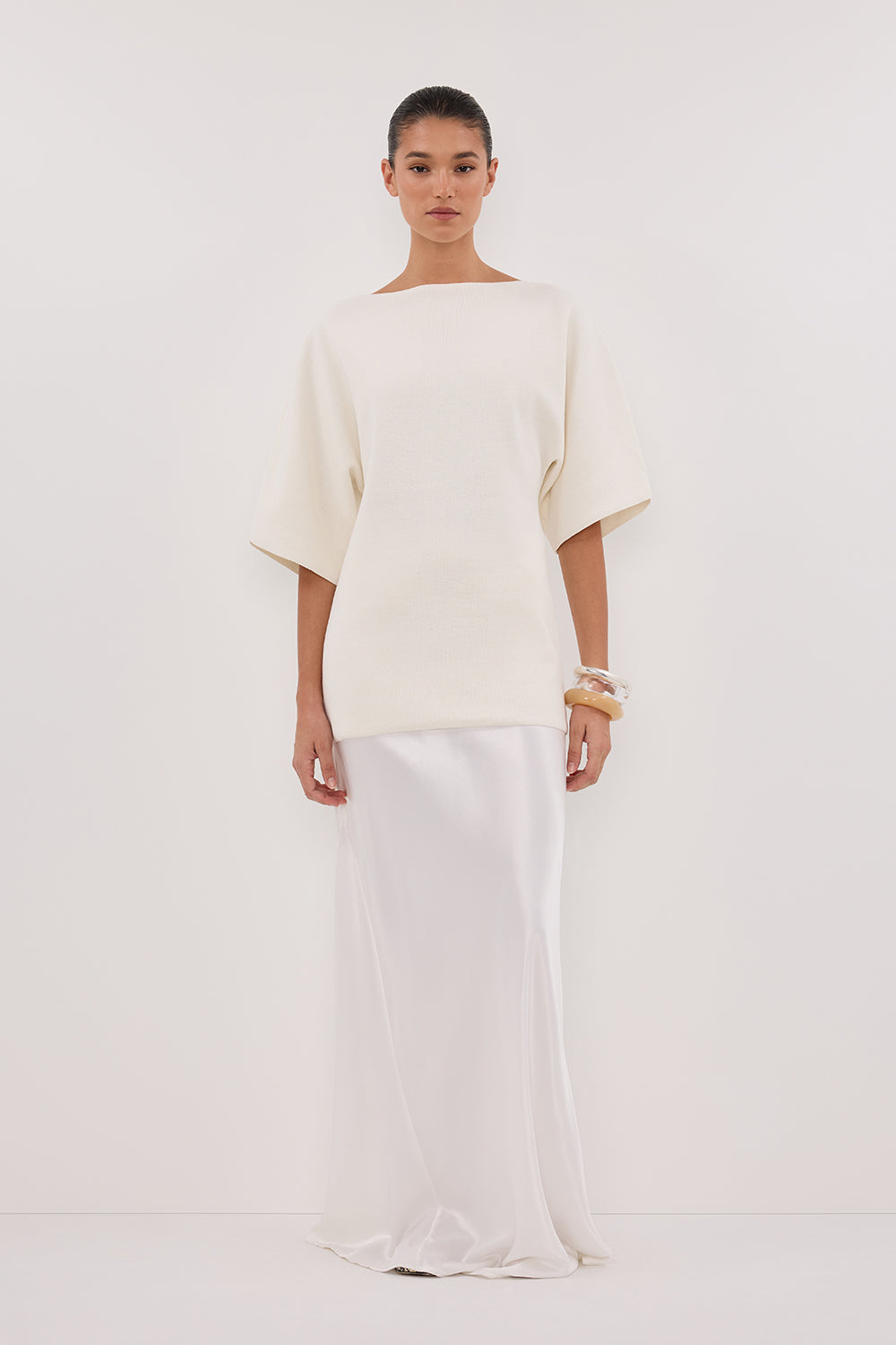 LIA IVORY SLEEVED KNIT TOP