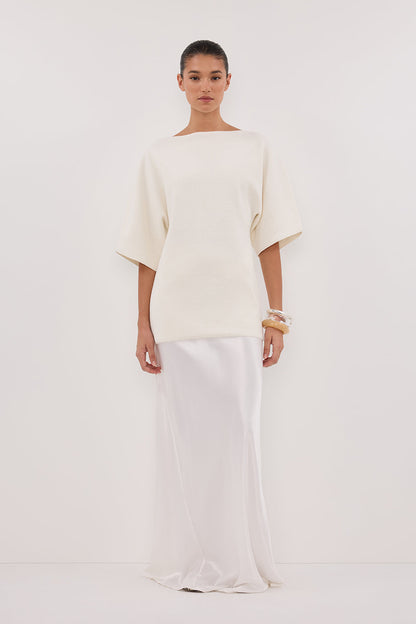 LIA IVORY SLEEVED KNIT TOP