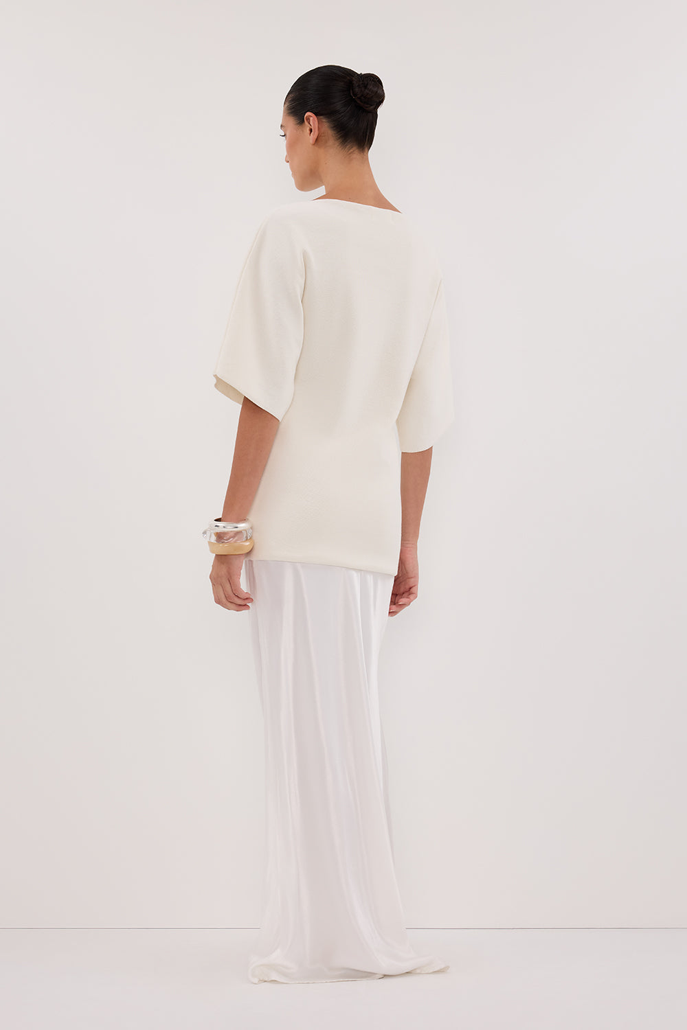 LIA IVORY SLEEVED KNIT TOP