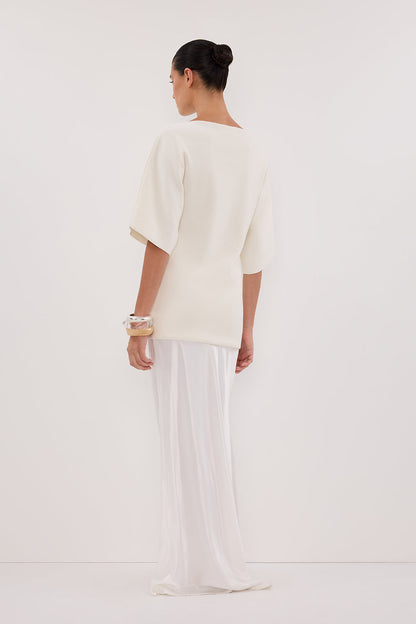 LIA IVORY SLEEVED KNIT TOP