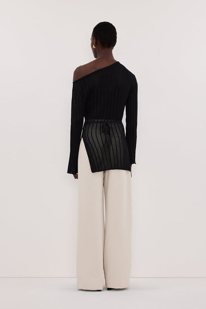 BOWIE BLACK LONG SLEEVE KNIT TOP