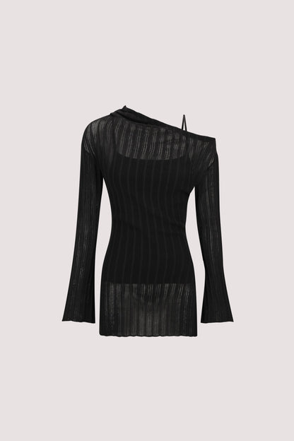 BOWIE BLACK LONG SLEEVE KNIT TOP