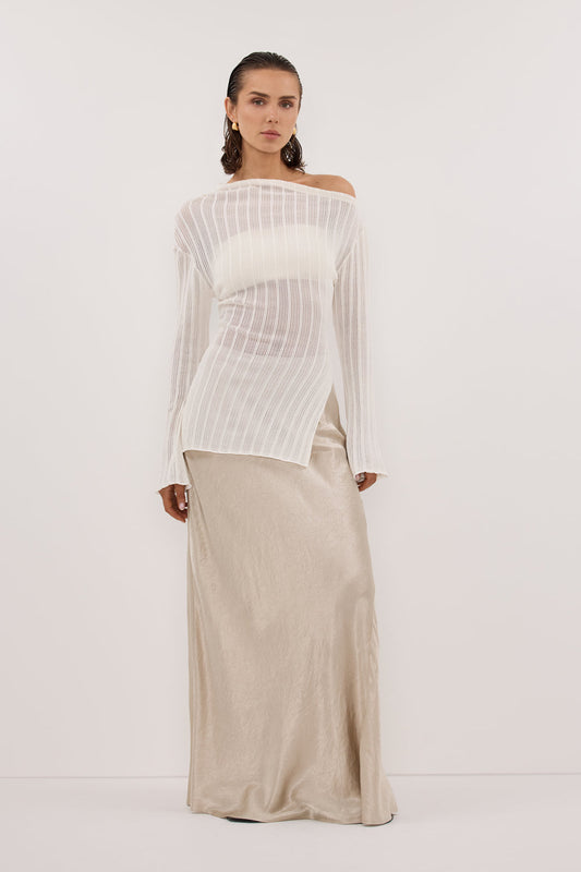 BOWIE IVORY LONG SLEEVE KNIT TOP