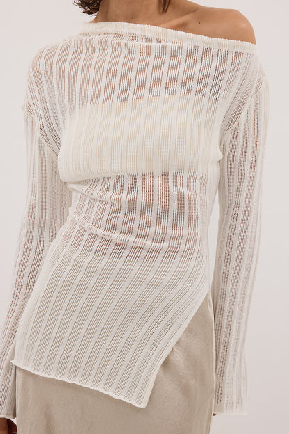 BOWIE IVORY LONG SLEEVE KNIT TOP
