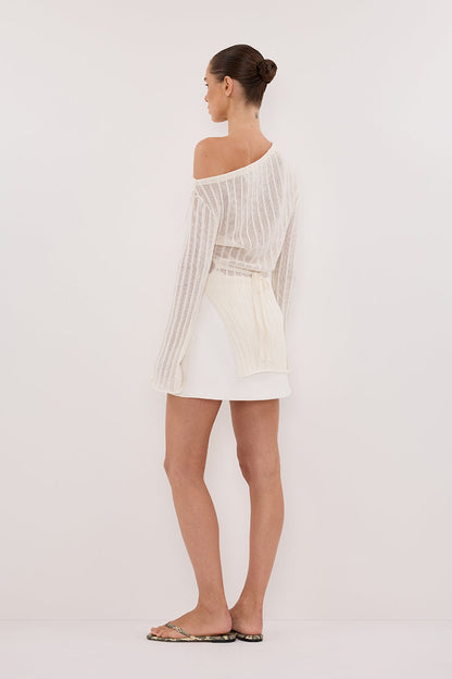 BOWIE IVORY LONG SLEEVE KNIT TOP