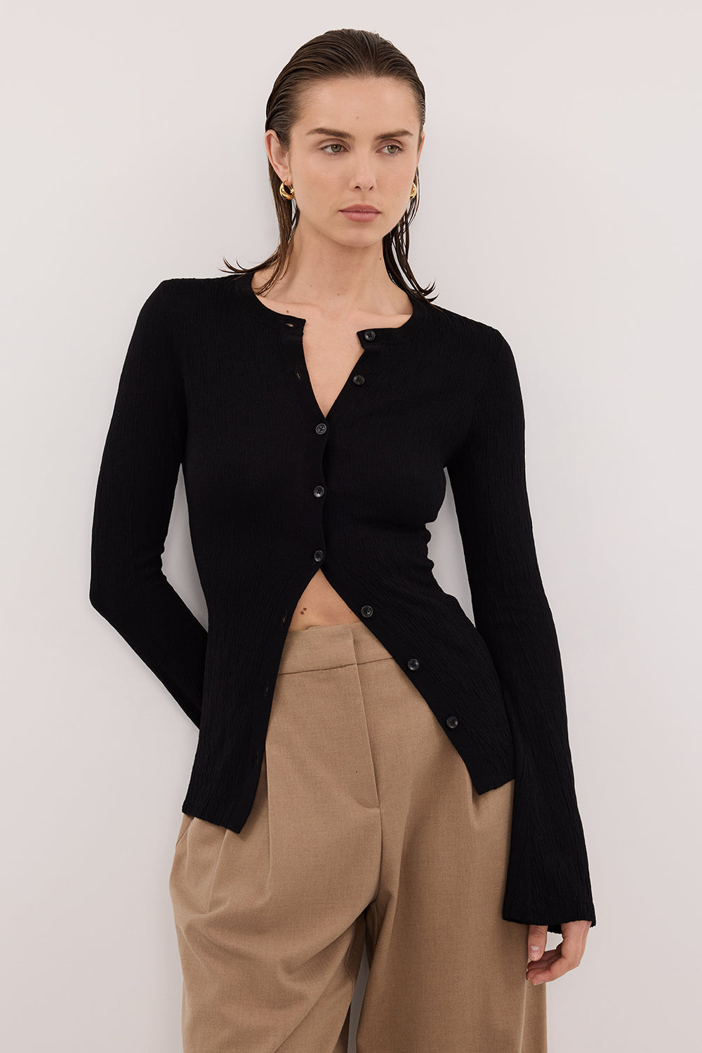 ALIAS BLACK LONG SLEEVE KNIT TOP