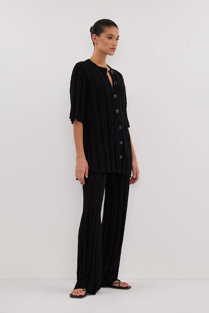 JAZZ BLACK BUTTON KNIT SHIRT
