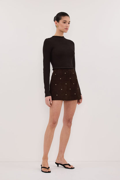 FIORA BITTER CHOC LONG SLEEVE KNIT TOP