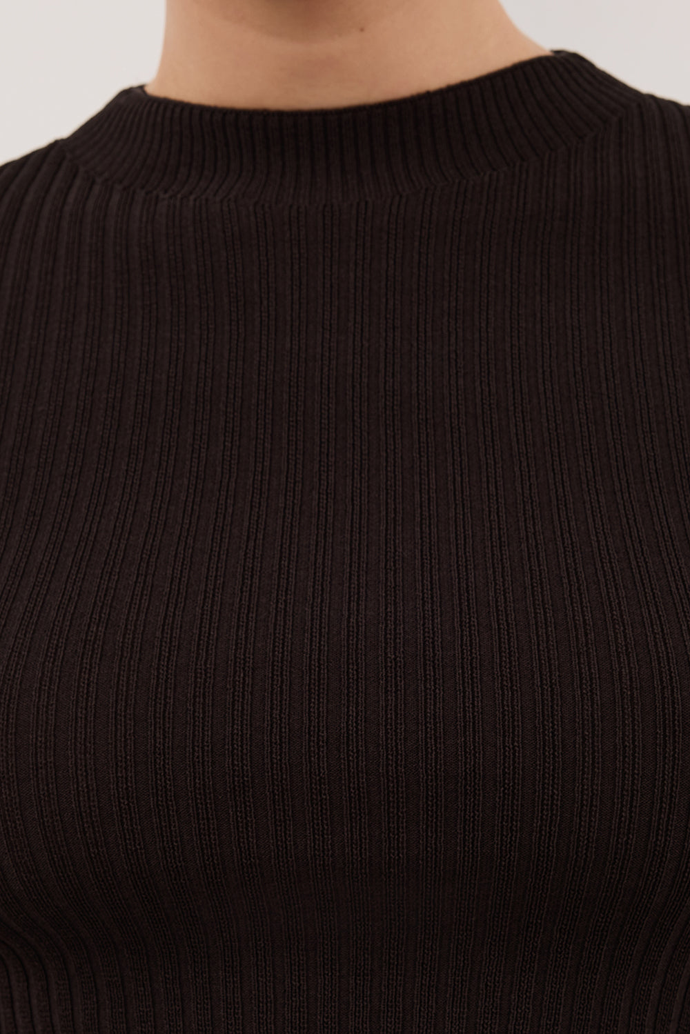 FIORA BITTER CHOC LONG SLEEVE KNIT TOP