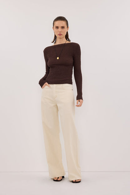 MELISSA CHOC LONG SLEEVE KNIT TOP