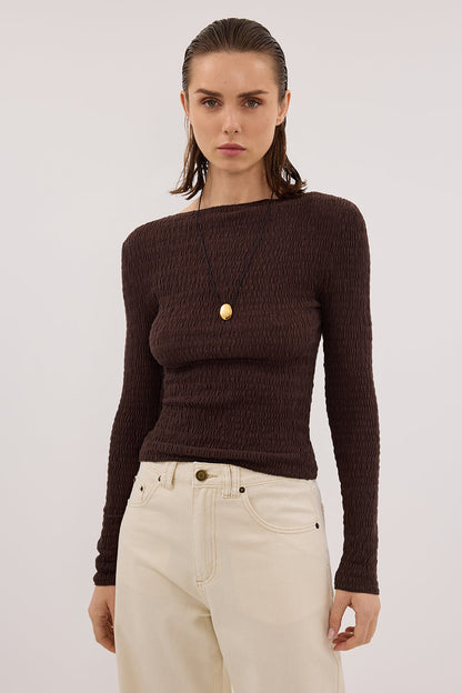 MELISSA CHOC LONG SLEEVE KNIT TOP