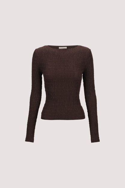 MELISSA CHOC LONG SLEEVE KNIT TOP