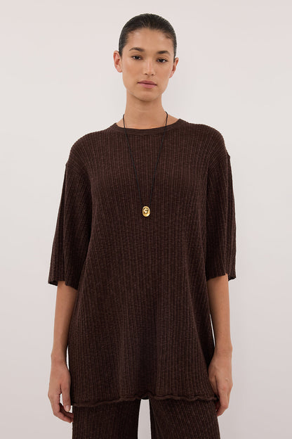 MAX CHOC LONGLINE KNIT TEE