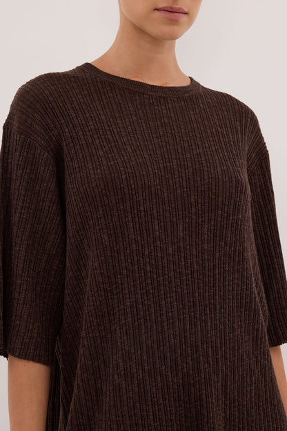 MAX CHOC LONGLINE KNIT TEE