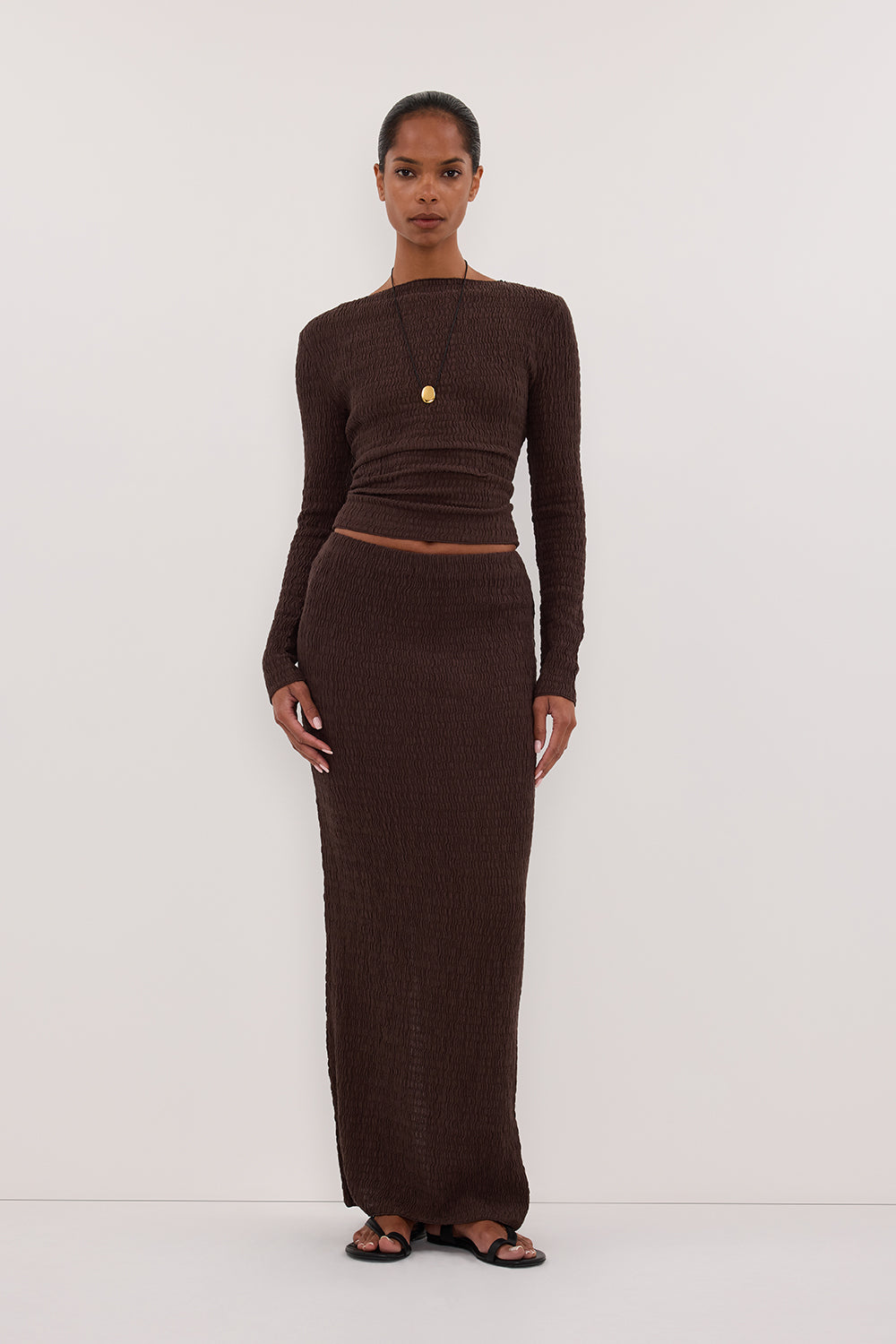 MELISSA CHOCOLATE KNIT MIDI SKIRT