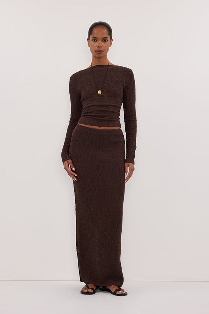 MELISSA CHOCOLATE KNIT MIDI SKIRT