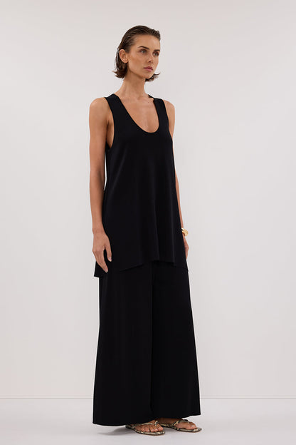 RAY BLACK WIDE LEG KNIT PANT