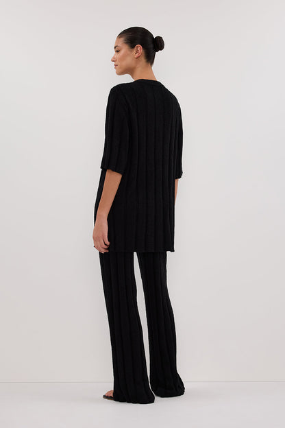 JAZZ BLACK WIDE LEG KNIT PANT