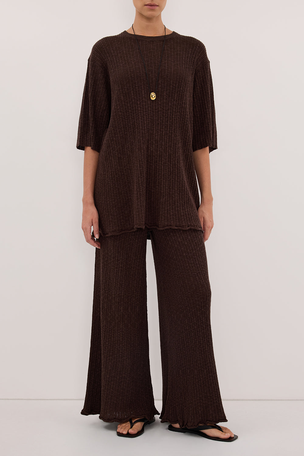 MAX CHOC WIDE LEG KNIT PANT