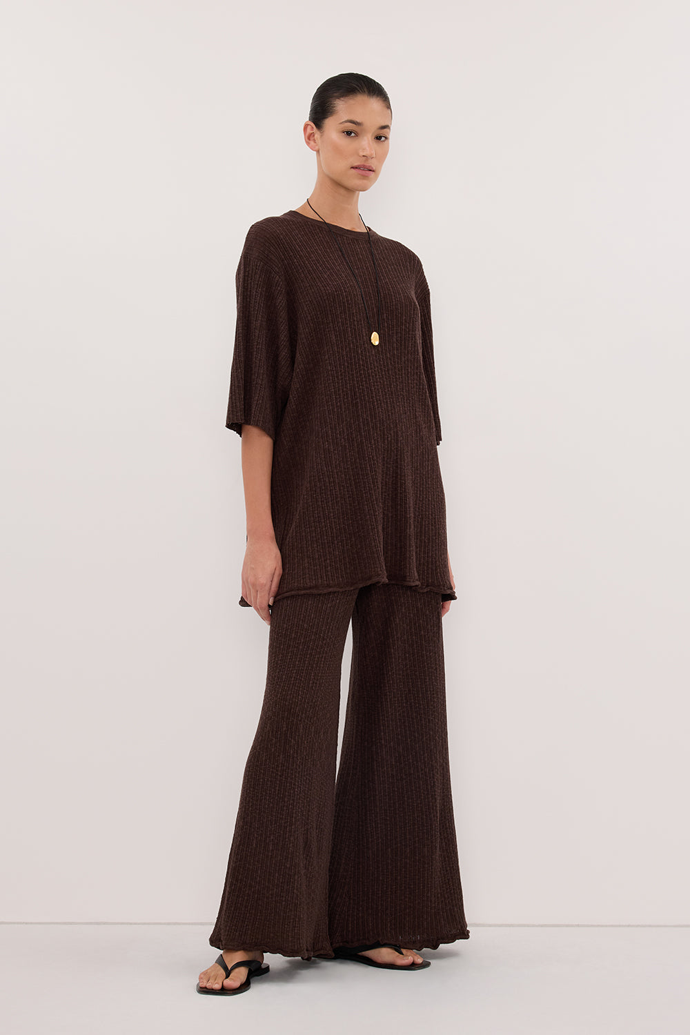 MAX CHOC WIDE LEG KNIT PANT