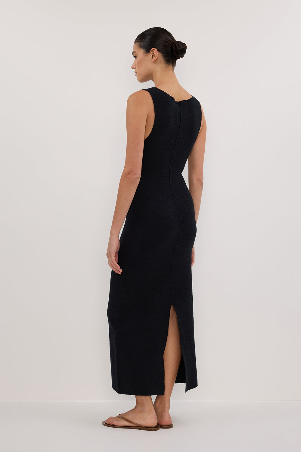 OWEN BLACK CREPE KNIT MIDI DRESS