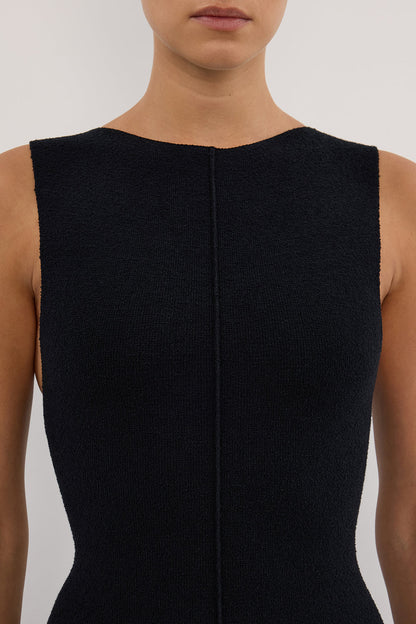 OWEN BLACK CREPE KNIT MIDI DRESS