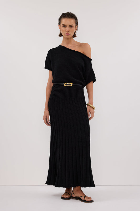 RICK BLACK ASYM KNIT MIDI DRESS
