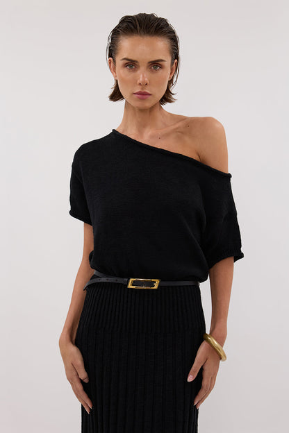 RICK BLACK ASYM KNIT MIDI DRESS