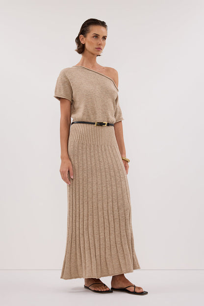 RICK NATURAL ASYM KNIT MIDI DRESS