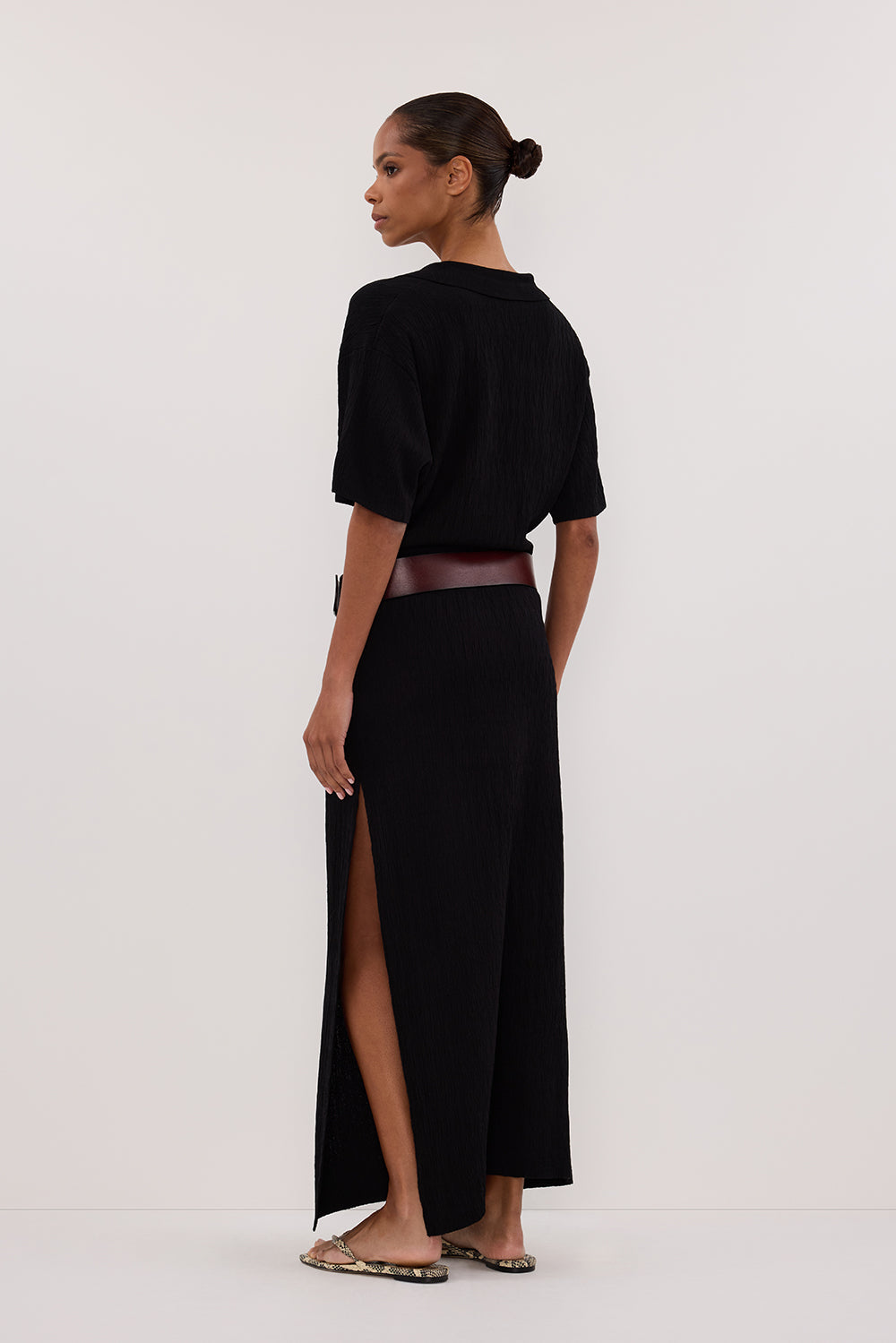 ALIAS BLACK POLO KNIT MIDI DRESS