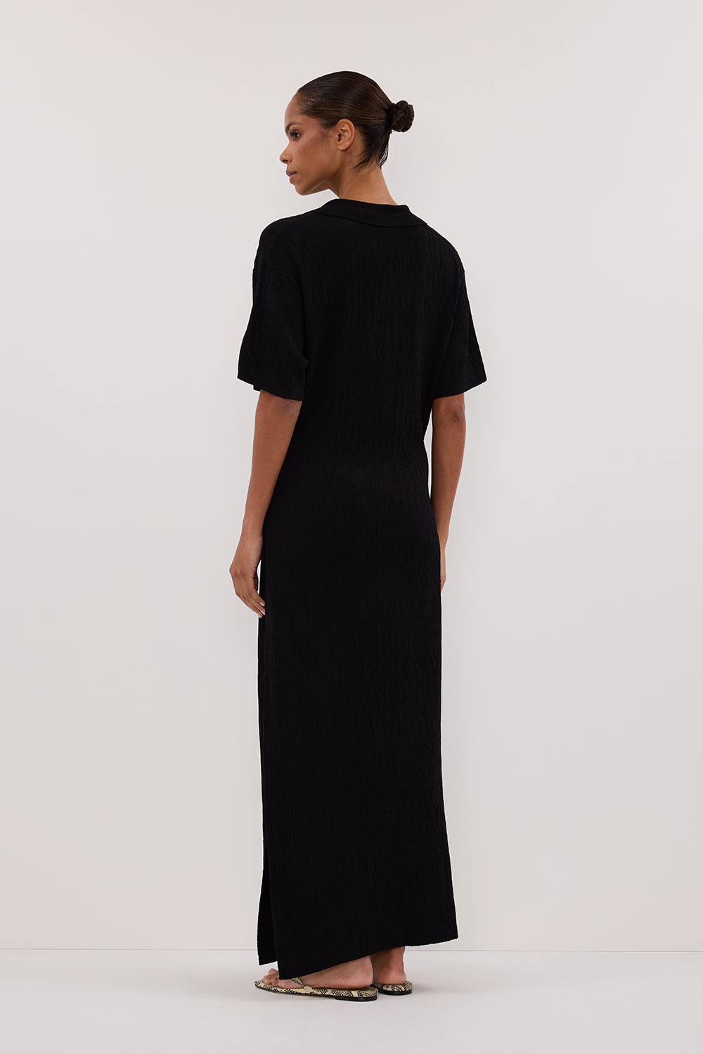 ALIAS BLACK POLO KNIT MIDI DRESS
