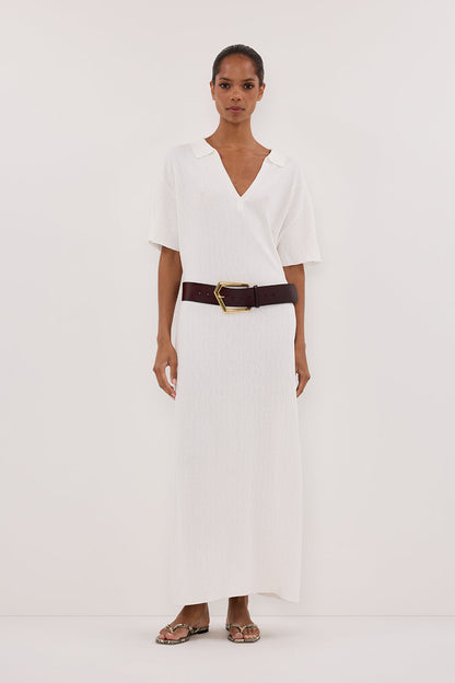 ALIAS WHITE POLO KNIT MIDI DRESS