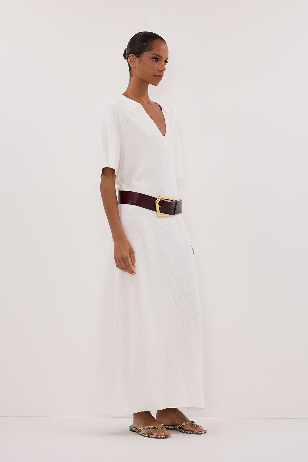 ALIAS WHITE POLO KNIT MIDI DRESS