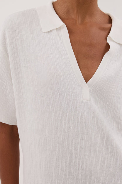 ALIAS WHITE POLO KNIT MIDI DRESS