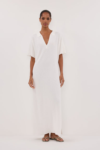 ALIAS WHITE POLO KNIT MIDI DRESS