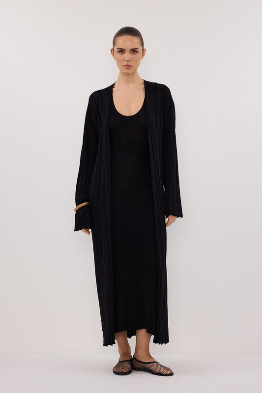 EVE BLACK KNIT MIDI CARDIGAN