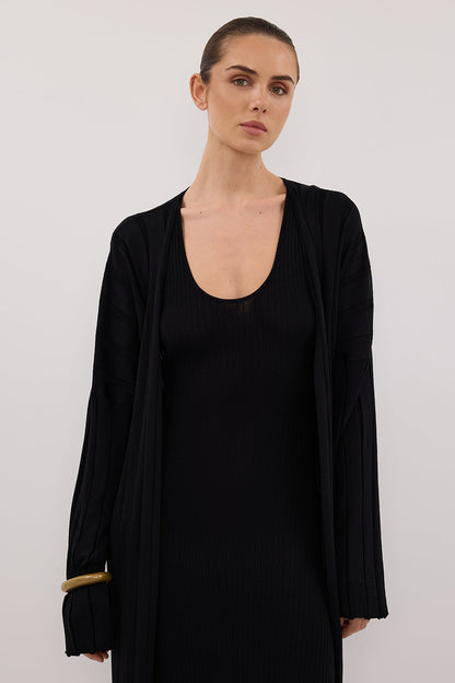 EVE BLACK KNIT MIDI CARDIGAN