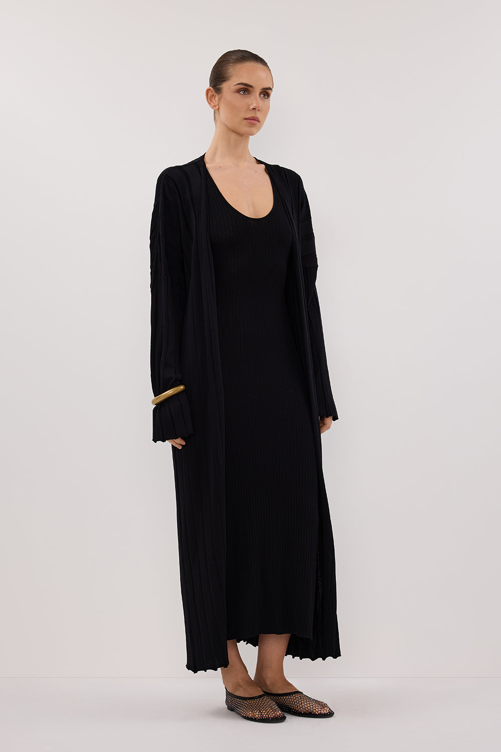 EVE BLACK KNIT MIDI CARDIGAN