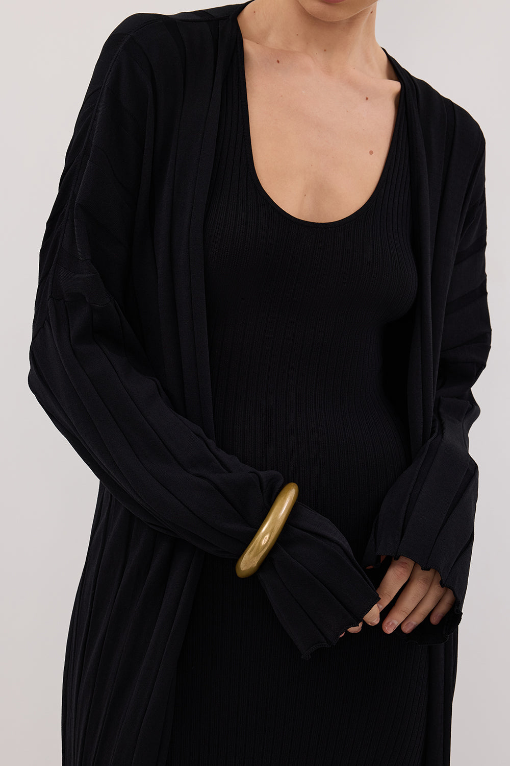 EVE BLACK KNIT MIDI CARDIGAN