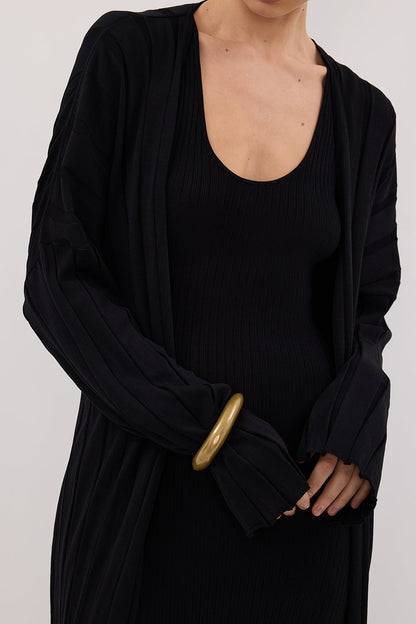 EVE BLACK KNIT MIDI CARDIGAN