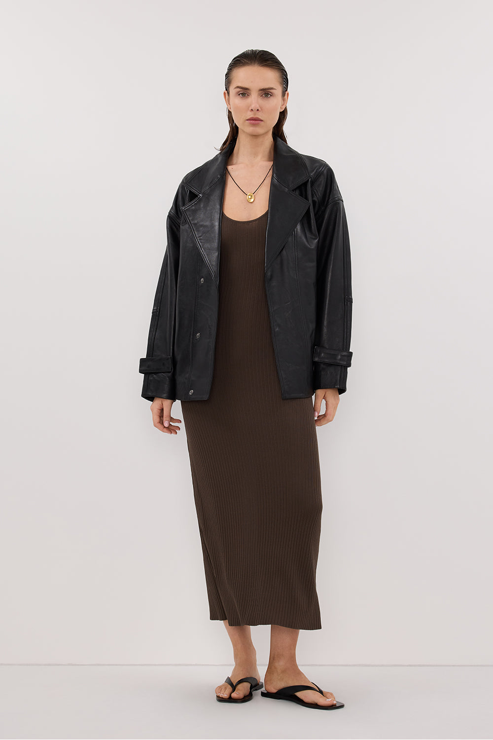 EVE DARK OLIVE SCOOP KNIT MIDI DRESS