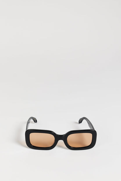 ELISA JOHNSON LEXI GLOSS BLACK LIGHT BROWN LENS SUNGLASSES