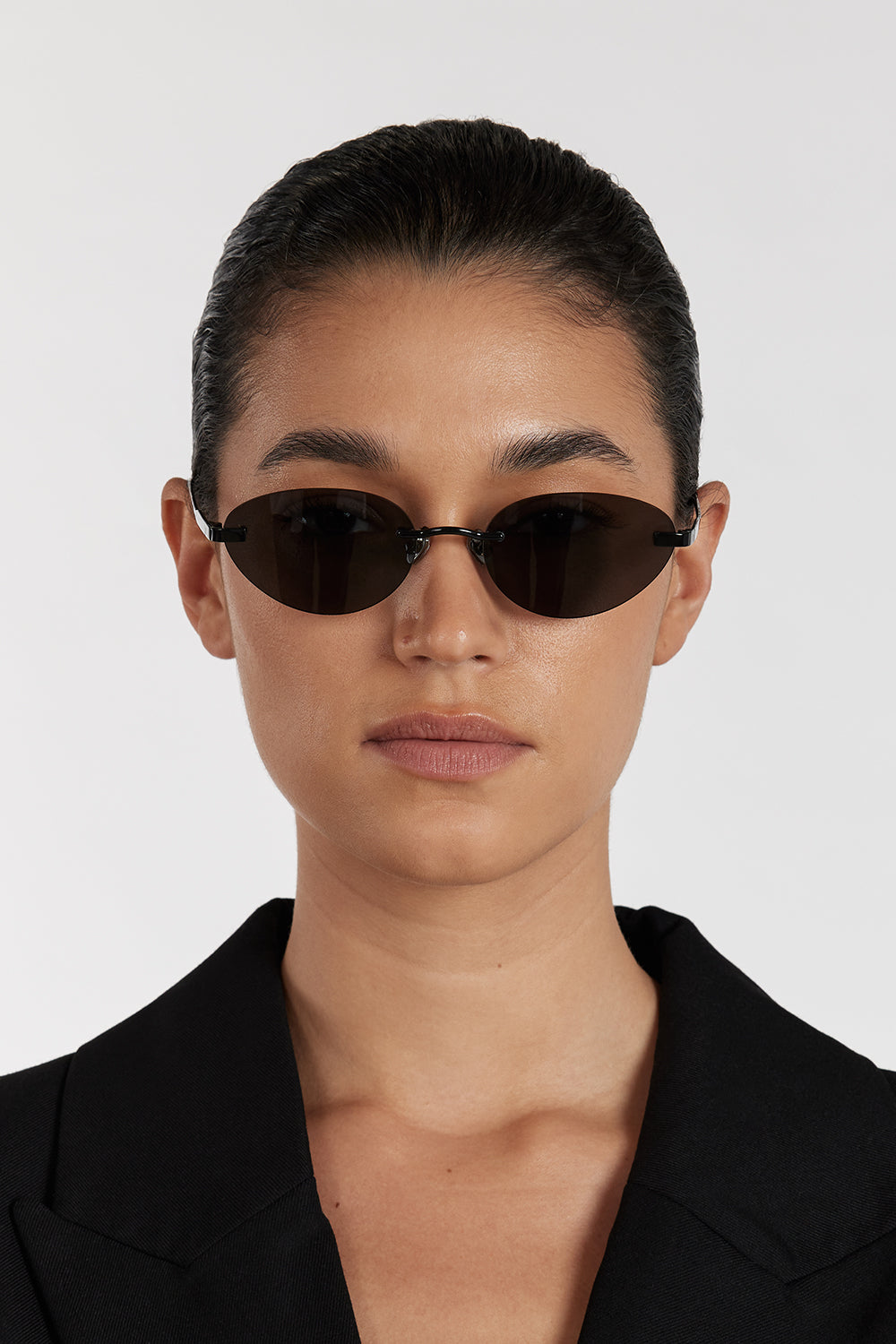 ELISA JOHNSON TRINITY GLOSS BLACK SUNGLASSES