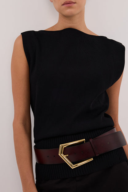 NOAH THE LABEL PLUM WIDE BELT