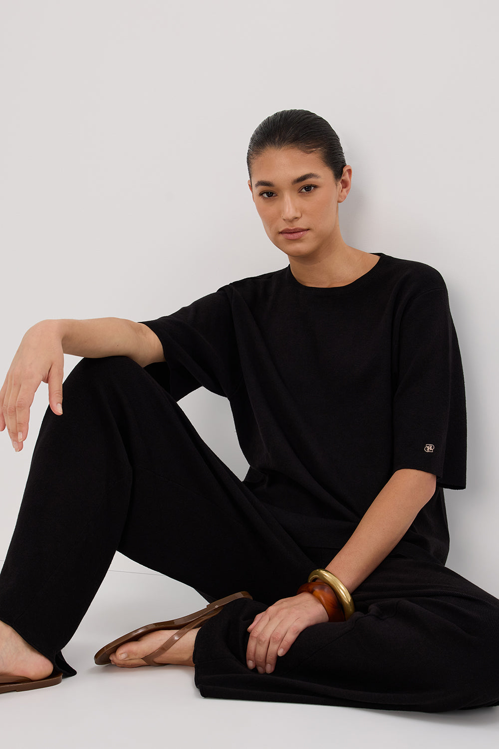 OLIVIA BLACK OVERSIZED KNIT TEE