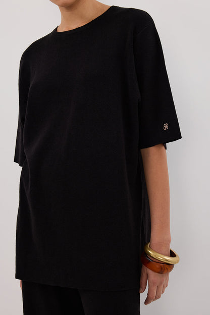 OLIVIA BLACK OVERSIZED KNIT TEE