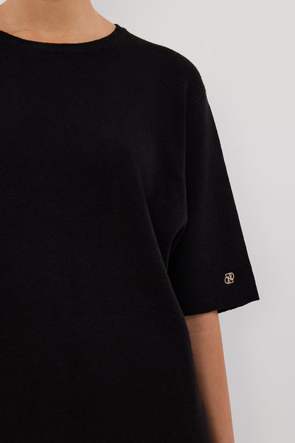 OLIVIA BLACK OVERSIZED KNIT TEE