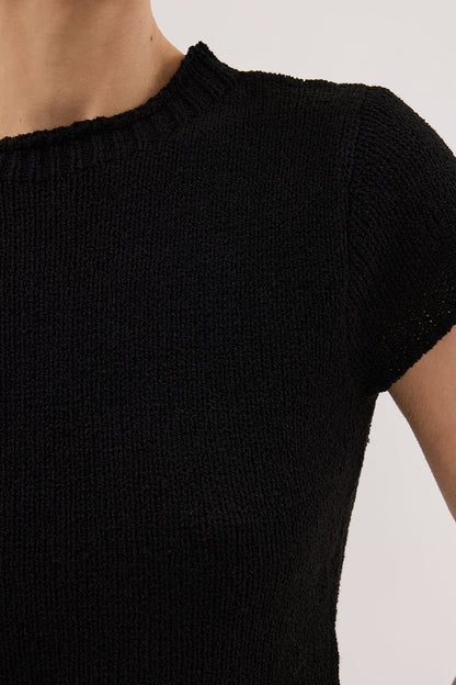 LEO BLACK KNIT TOP